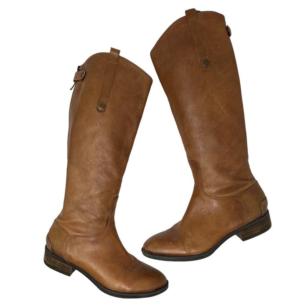 Sam Edelman Penny Riding Boot in Whiskey Leather Tan Brown Size 8.5